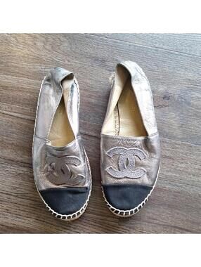 Chanel Silver Espadrille Flat Size 11